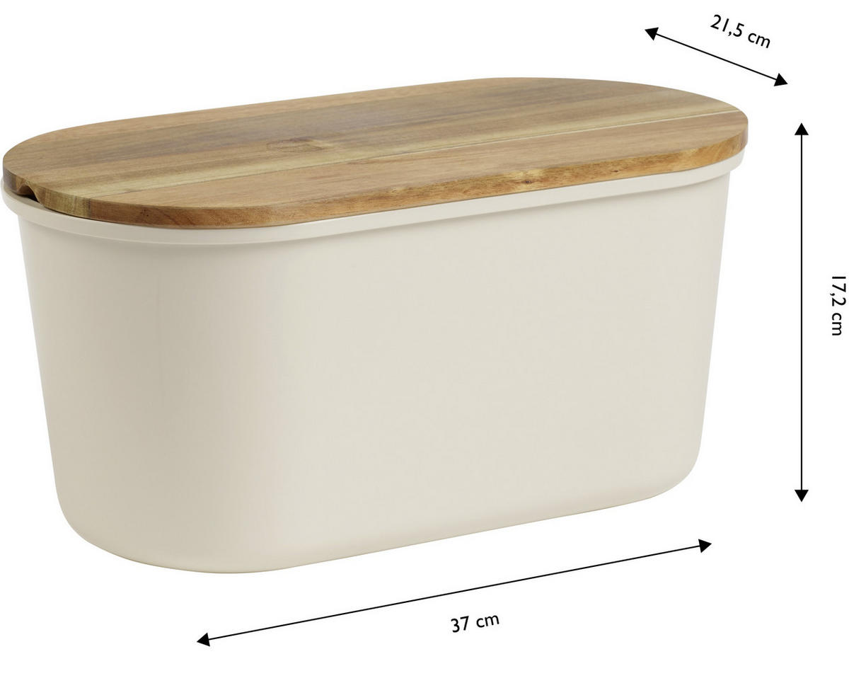 BOX NA CHLIEB,  - farba akácie/krémová, Trend, drevo/plast (37/21,50/17,20cm) - Echtwerk