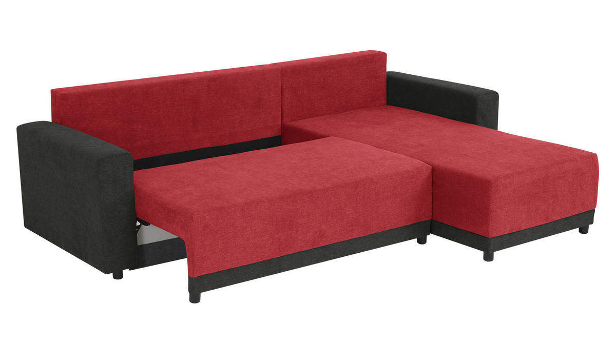 ECKSOFA in Mikrofaser Anthrazit, Rot  178/248 cm  - Anthrazit/Rot, Design, Kunststoff/Textil (178/248cm) - MID.YOU