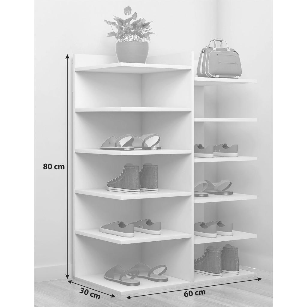 Thumbnail - Mid.you Schuhregal, Sonoma Eiche, Holzwerkstoff, 60x80x30 cm, erweiterbar, Garderobe, Schuhaufbewahrung, Schuhregale