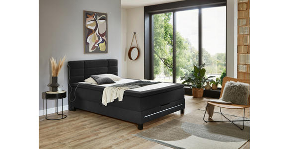 BOXSPRINGBETT 140/200 cm  in Anthrazit  - Anthrazit/Schwarz, Design, Holzwerkstoff/Kunststoff (140/200cm) - Carryhome