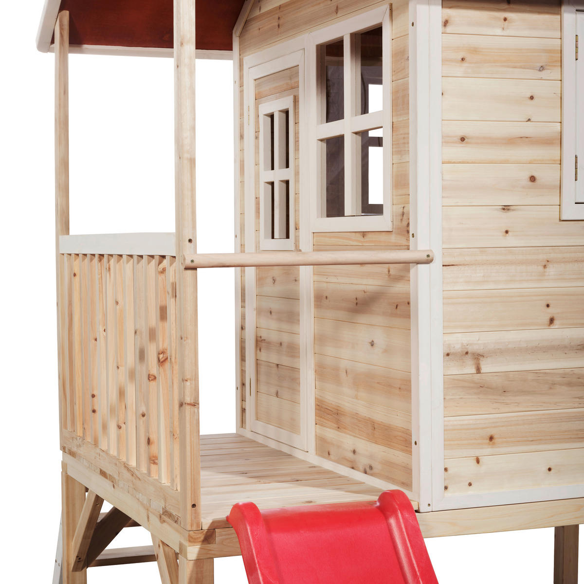 SPIELHAUS EXIT LOFT 300  - Rot/Naturfarben, KONVENTIONELL, Holz (369/190/215cm) - EXIT Toys