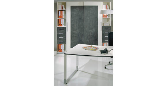 SCHREIBTISCH 200/80-100/68-82 cm Grau, Weiß  - Weiß/Grau, Basics, Holzwerkstoff/Metall (200/80-100/68-82cm) - Moderano