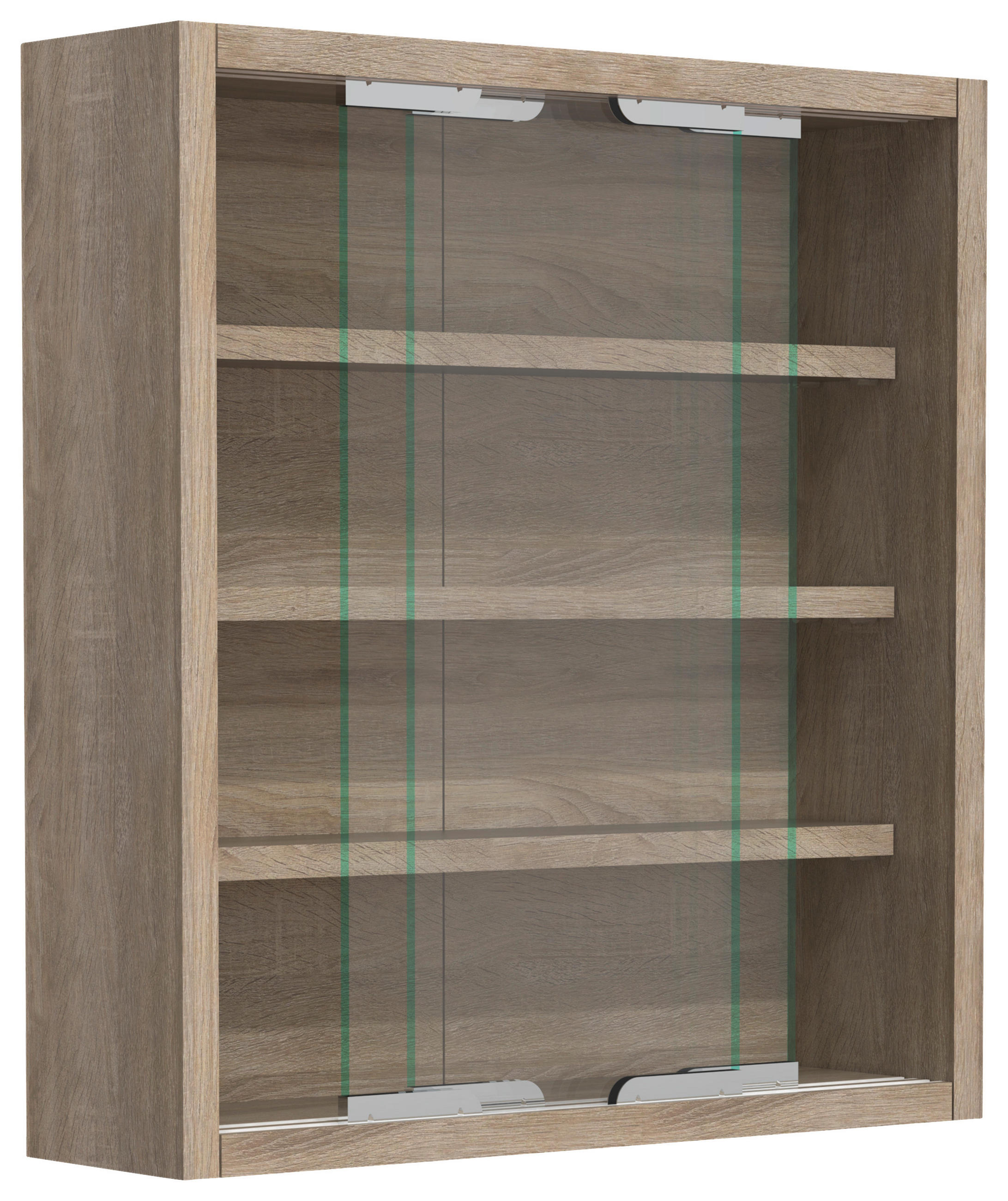 HÄNGEVITRINE in Sonoma Eiche   - Silberfarben/Sonoma Eiche, MODERN, Glas/Holzwerkstoff (37/40/10cm) - MID.YOU