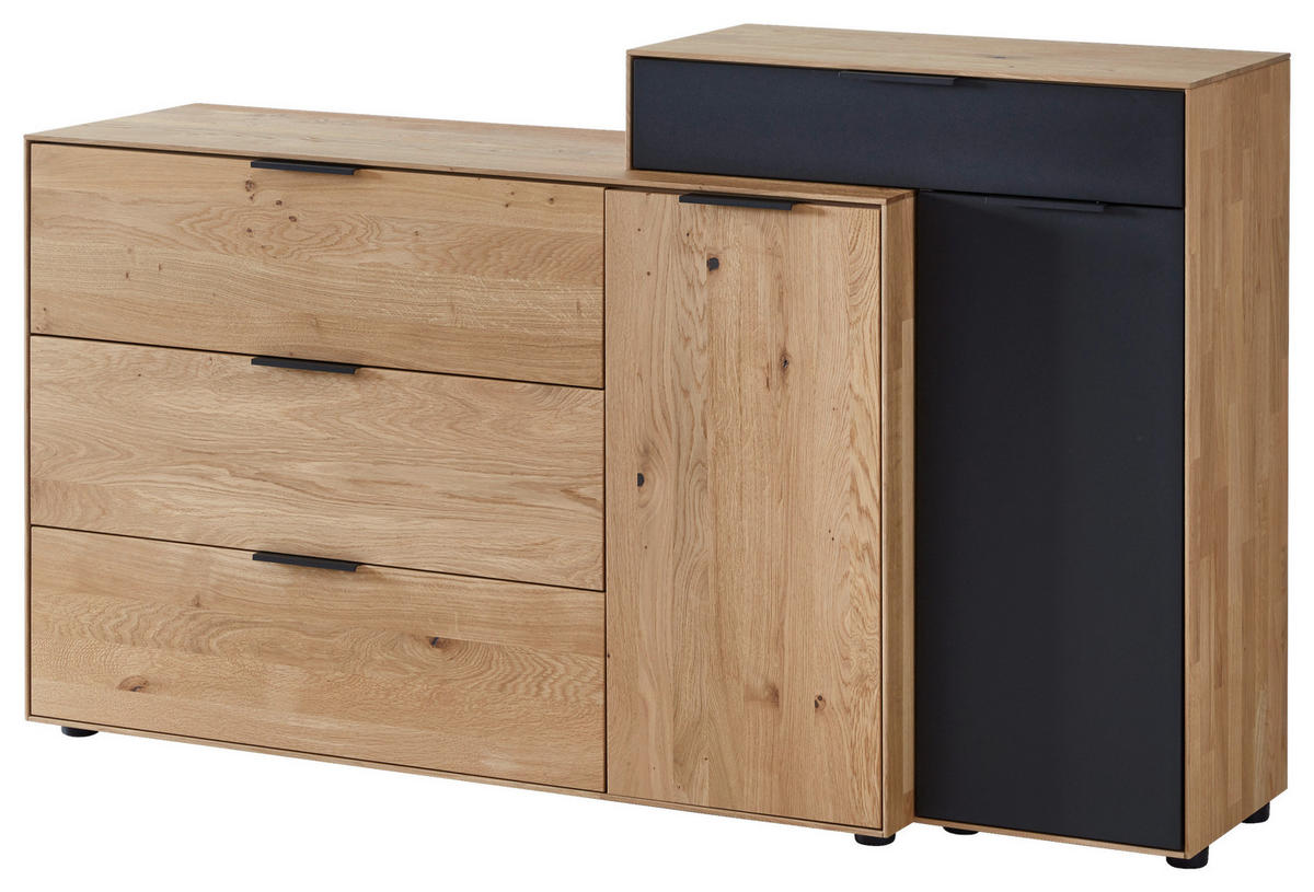 SIDEBOARD  169,4/99,9/45,2 cm  - Schwarz, Design, Glas/Holz (169,4/99,9/45,2cm) - Valdera