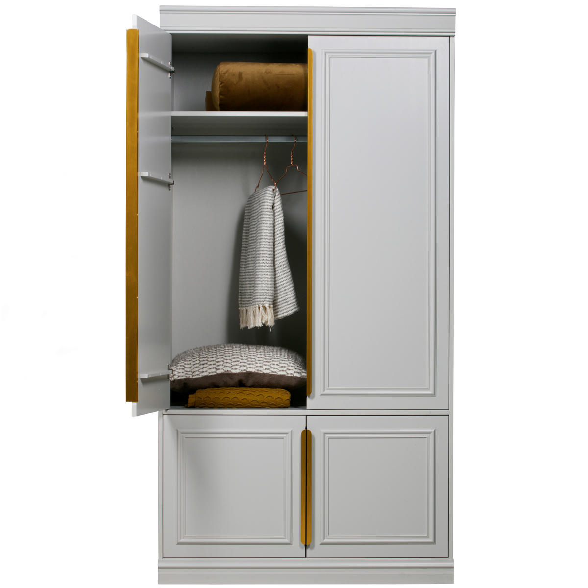 GARDEROBENSCHRANK Organize  in 110/215/62 cm  - Roségold/Hellgrau, Design, Holz/Holzwerkstoff (110/215/62cm) - Livetastic