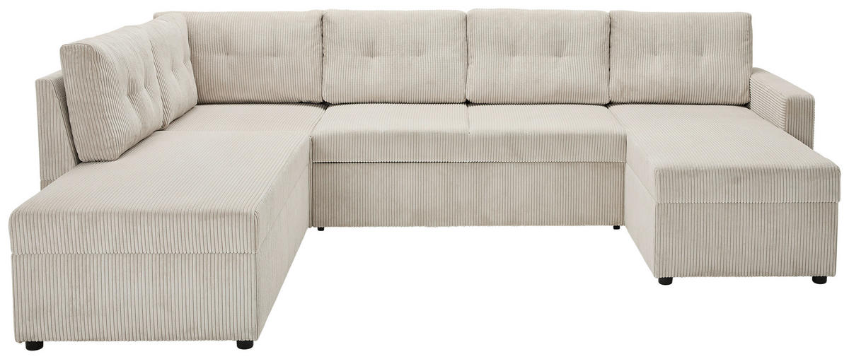 WOHNLANDSCHAFT in Cord Naturfarben  - Schwarz/Naturfarben, KONVENTIONELL, Kunststoff/Textil (155/293/126cm) - Ti'me