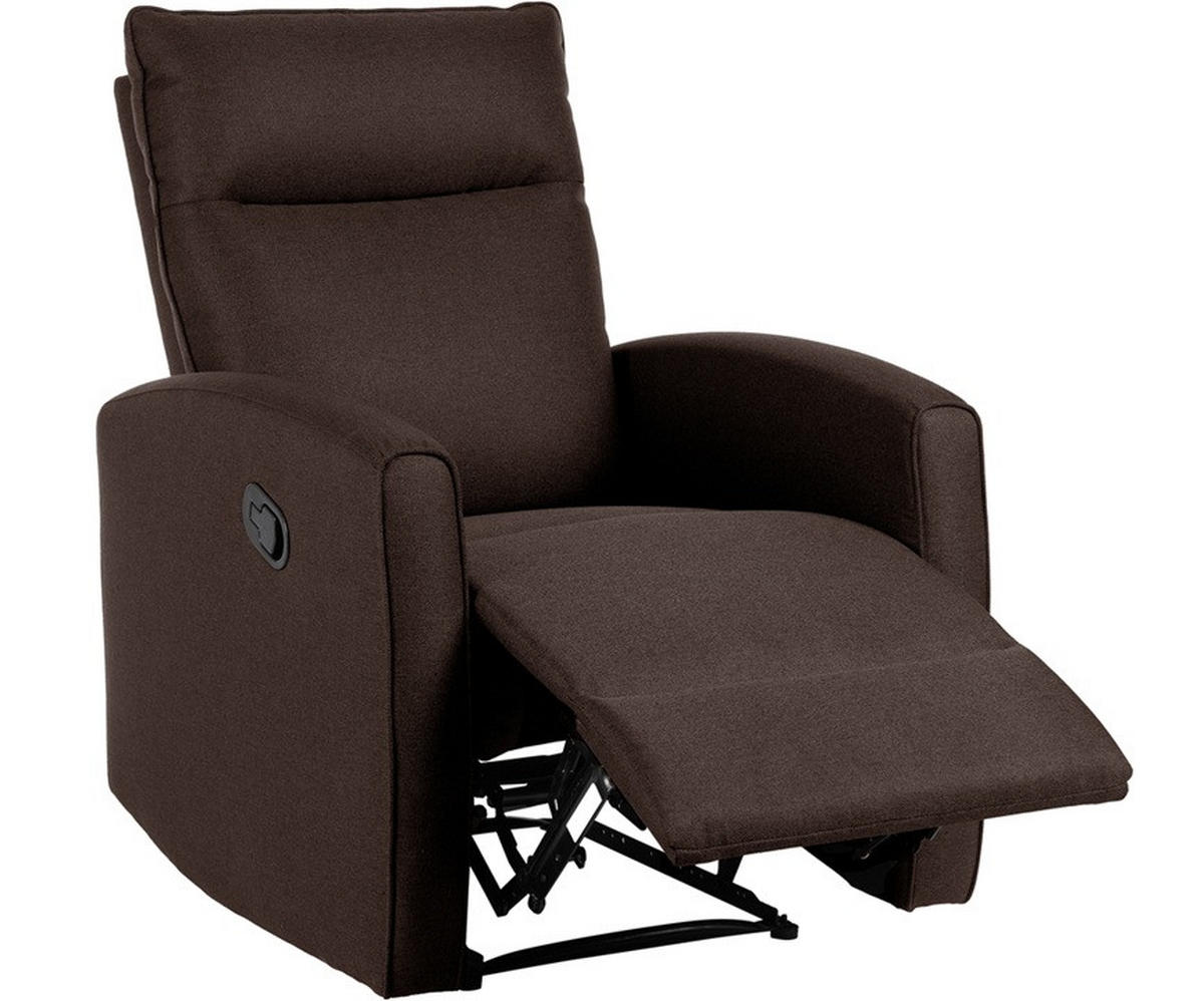 RELAXFÅTÖLJ i trä, metall, textil brun  - brun, Klassisk, metall/trä (91/103/75cm) - Best Price