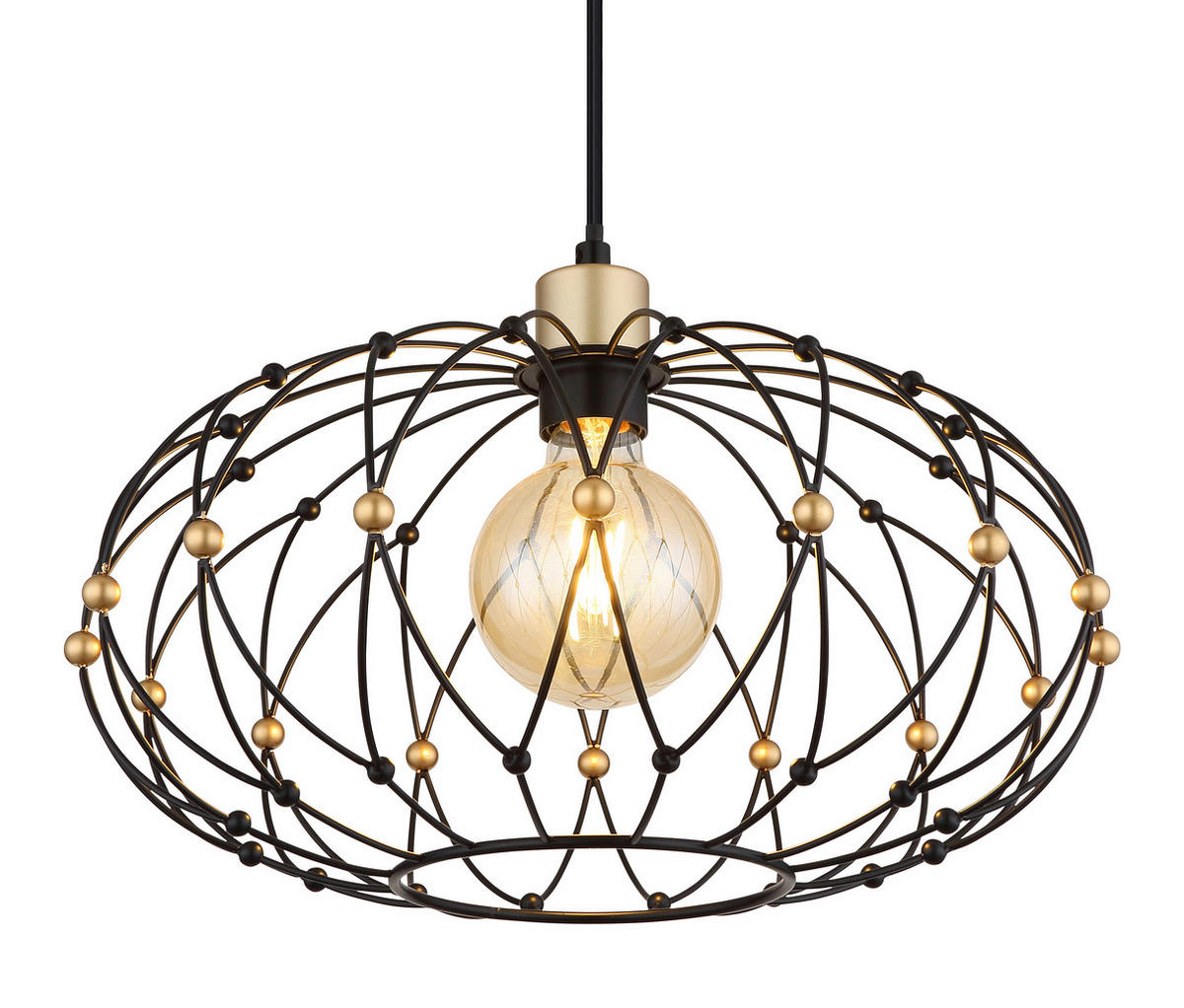 VISEČA SVETILKA  GREYS      40/150 cm      E27 - zlate barve/črna, Design, kovina/umetna masa (40/150cm) - Globo