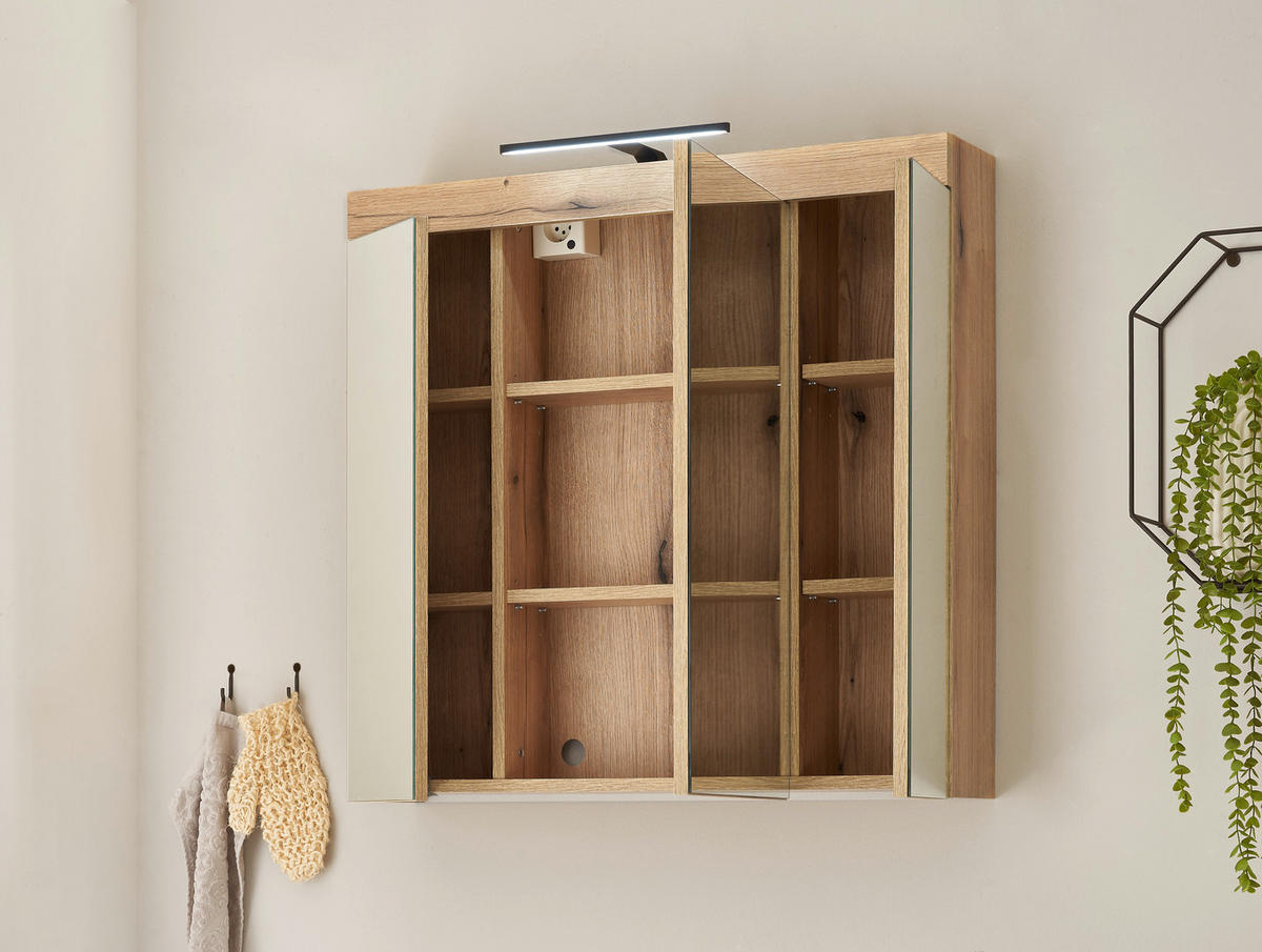 SPIEGELSCHRANK 80/77/17 cm  - Eichefarben, Basics, Glas/Holzwerkstoff (80/77/17cm) - MID.YOU