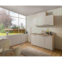 MINIKÜCHE 150 cm   in Eichefarben, Magnolie  - Eichefarben/Magnolie, KONVENTIONELL, Holzwerkstoff/Metall (150cm) - Welnova