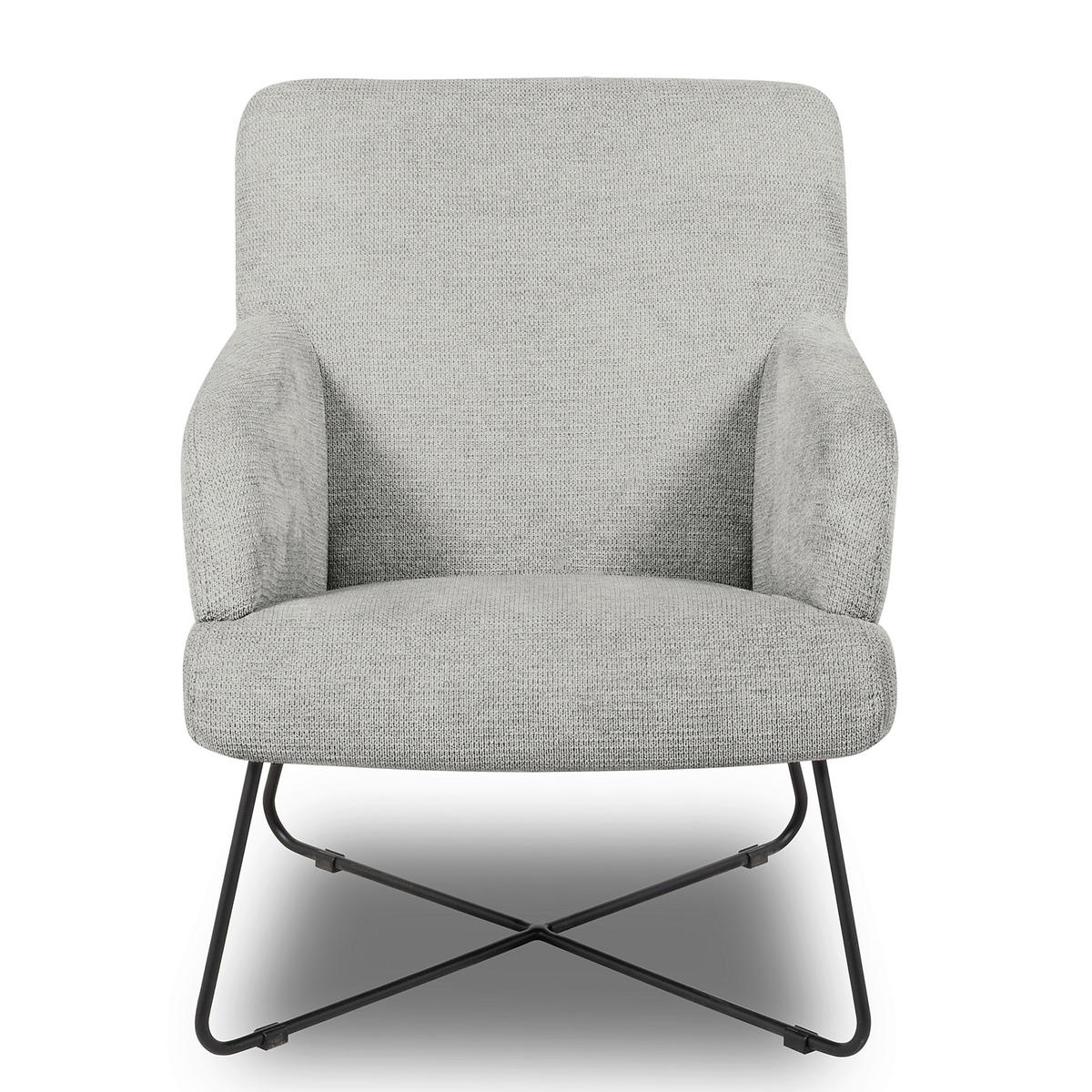 SESSEL Chenille Grau  - Schwarz/Grau, Design, Textil/Metall (67/87/74cm) - Livetastic