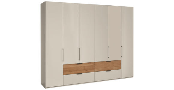 KLEIDERSCHRANK  in Eichefarben, Champagner  - Champagner/Eichefarben, Design, Glas/Holzwerkstoff (300/216/58cm) - Dieter Knoll