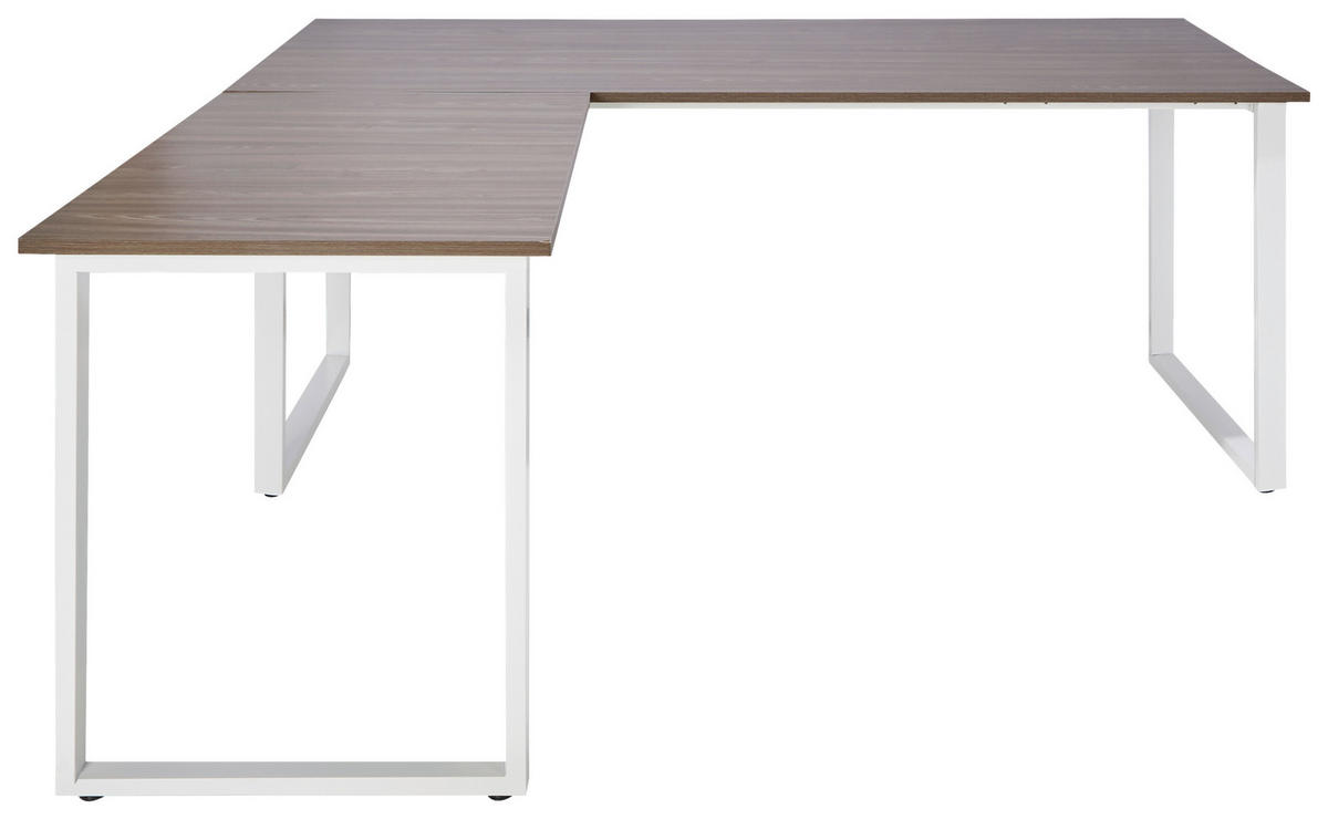 ECKSCHREIBTISCH 180/180/75,5 cm  in Grau, Weiß  - Weiß/Grau, Basics, Holzwerkstoff/Metall (180/180/75,5cm) - MID.YOU