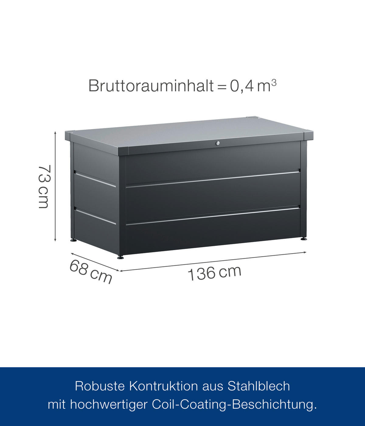 KISSENBOX 136/72,5/67,5 cm  - Anthrazit, Basics, Metall (136/72,5/67,5cm)