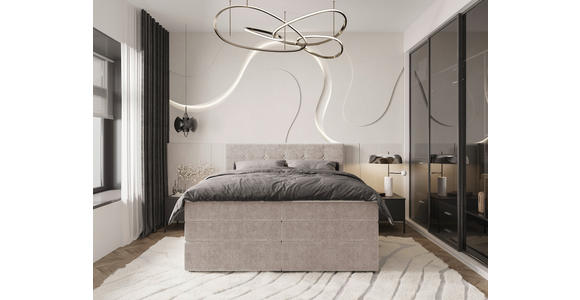 BOXSPRINGBETT 180/200 cm  in Beige  - Beige/Schwarz, KONVENTIONELL, Kunststoff/Textil (180/200cm) - Carryhome