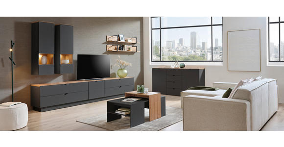 TV-ELEMENT 140/62/44 cm  - Schwarz/Graphitfarben, MODERN, Holzwerkstoff/Metall (140/62/44cm) - Hom`in