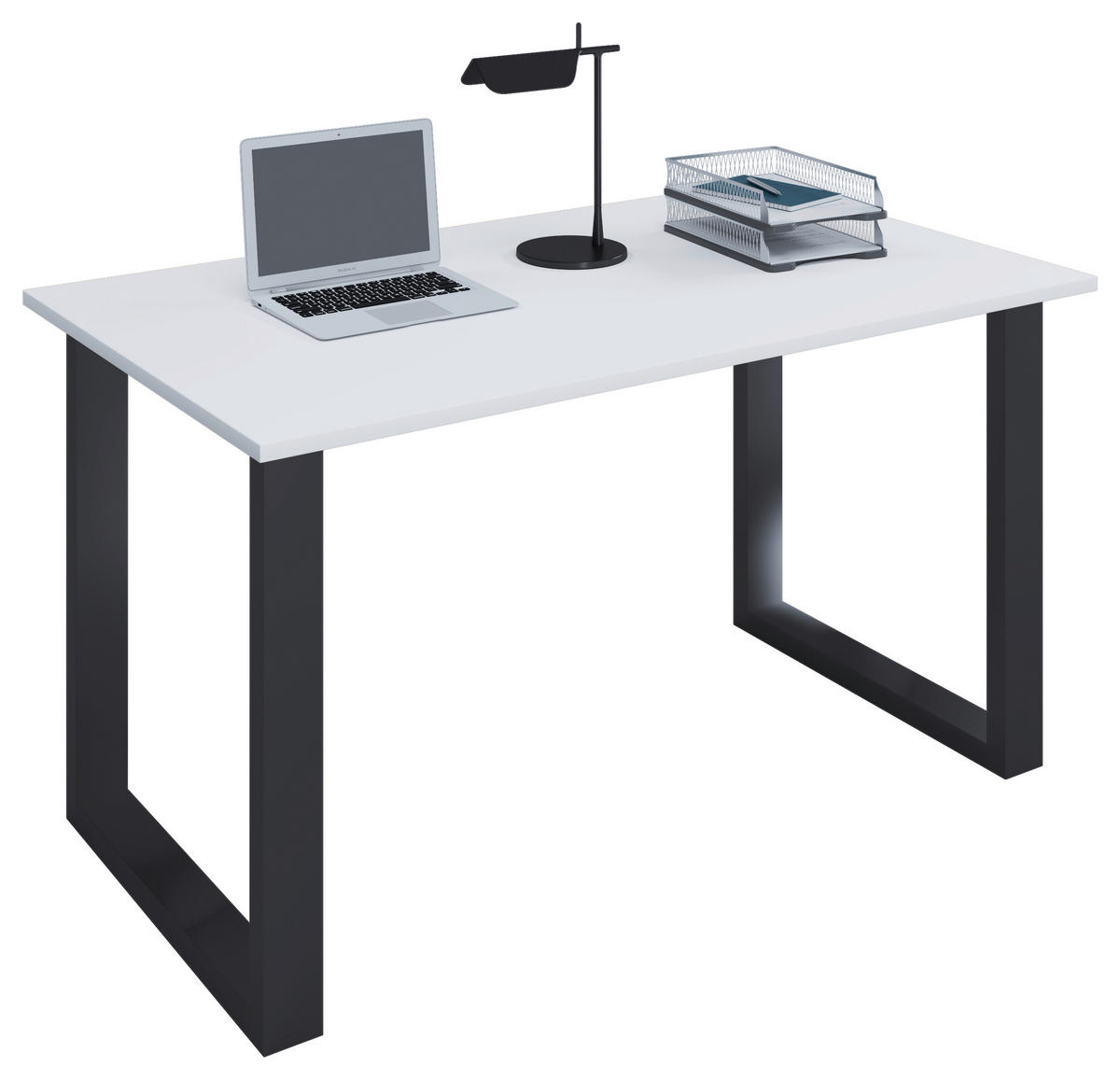 SCHREIBTISCH 140/80/76 cm Schwarz, Weiss  - Weiss/Schwarz, Modern, Holzwerkstoff/Metall (140/80/76cm) - MID.YOU