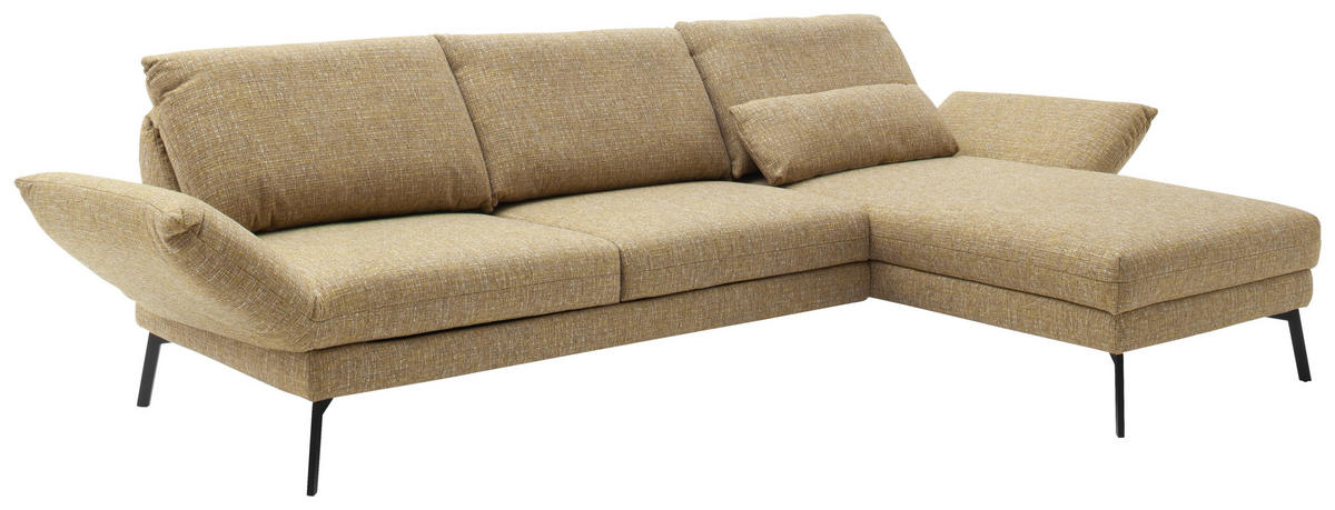 ECKSOFA Gelb Flachgewebe  - Gelb/Schwarz, Design, Textil/Metall (277/175cm) - Schöner Wohnen