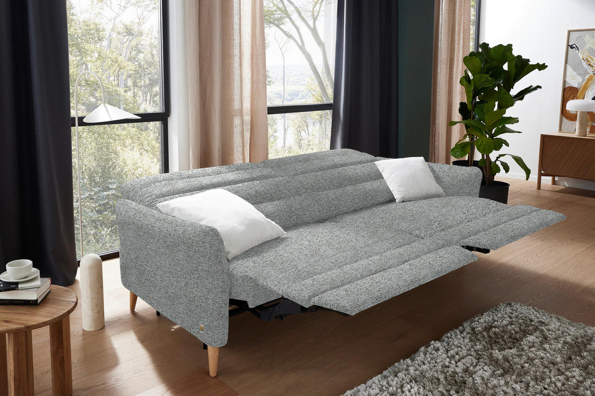 2-SITZER-SOFA  in Webstoff Pastellblau  - Eiche Bianco/Pastellblau, Design, Holz/Textil (234-262/85-106/98-112cm) - Dieter Knoll