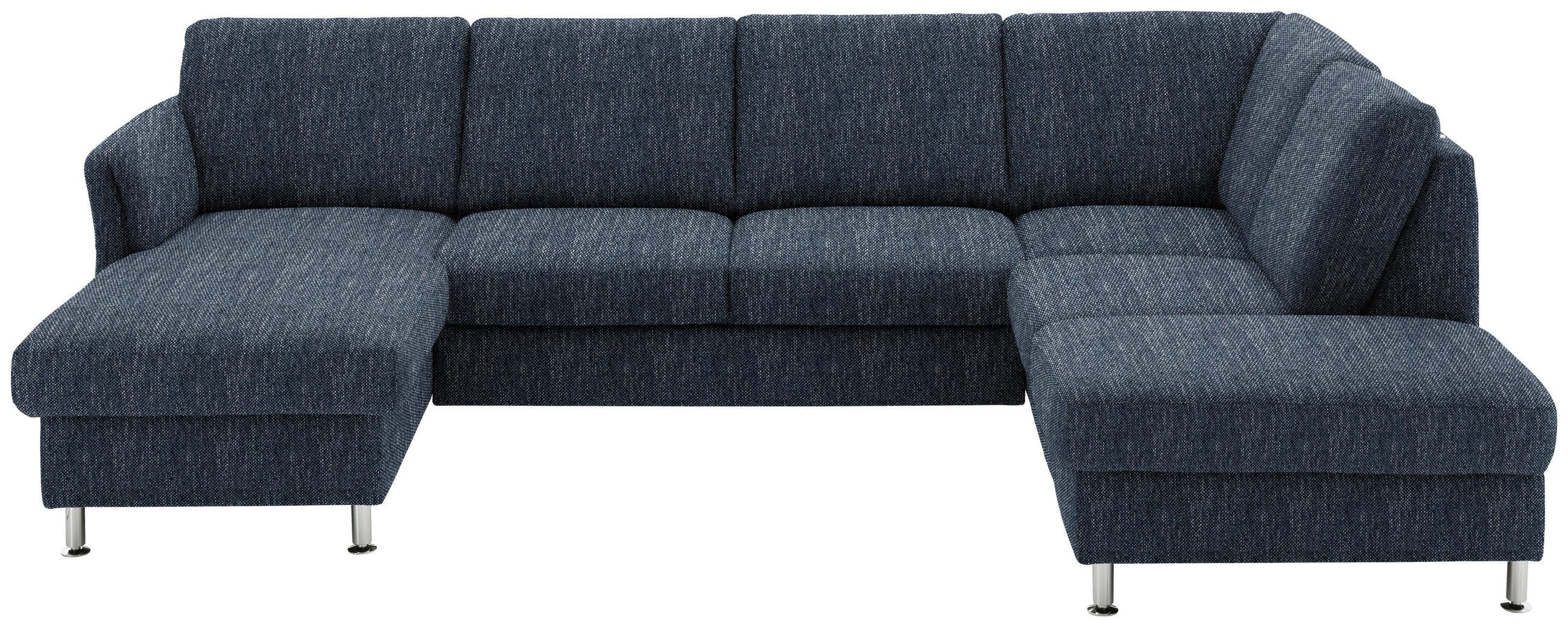 WOHNLANDSCHAFT  in Flachgewebe Dunkelblau  - Chromfarben/Dunkelblau, KONVENTIONELL, Textil/Metall (168/305/200cm) - Voleo