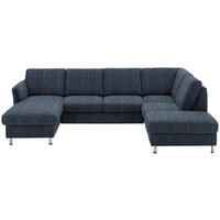 WOHNLANDSCHAFT in Flachgewebe Dunkelblau  - Chromfarben/Dunkelblau, KONVENTIONELL, Textil/Metall (168/305/200cm) - Voleo