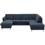 WOHNLANDSCHAFT in Flachgewebe Dunkelblau  - Chromfarben/Dunkelblau, KONVENTIONELL, Textil/Metall (168/305/200cm) - Voleo