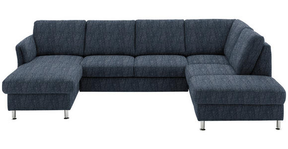 WOHNLANDSCHAFT in Flachgewebe Dunkelblau - Chromfarben/Dunkelblau, KONVENTIONELL, Textil/Metall (168/305/200cm) - Voleo