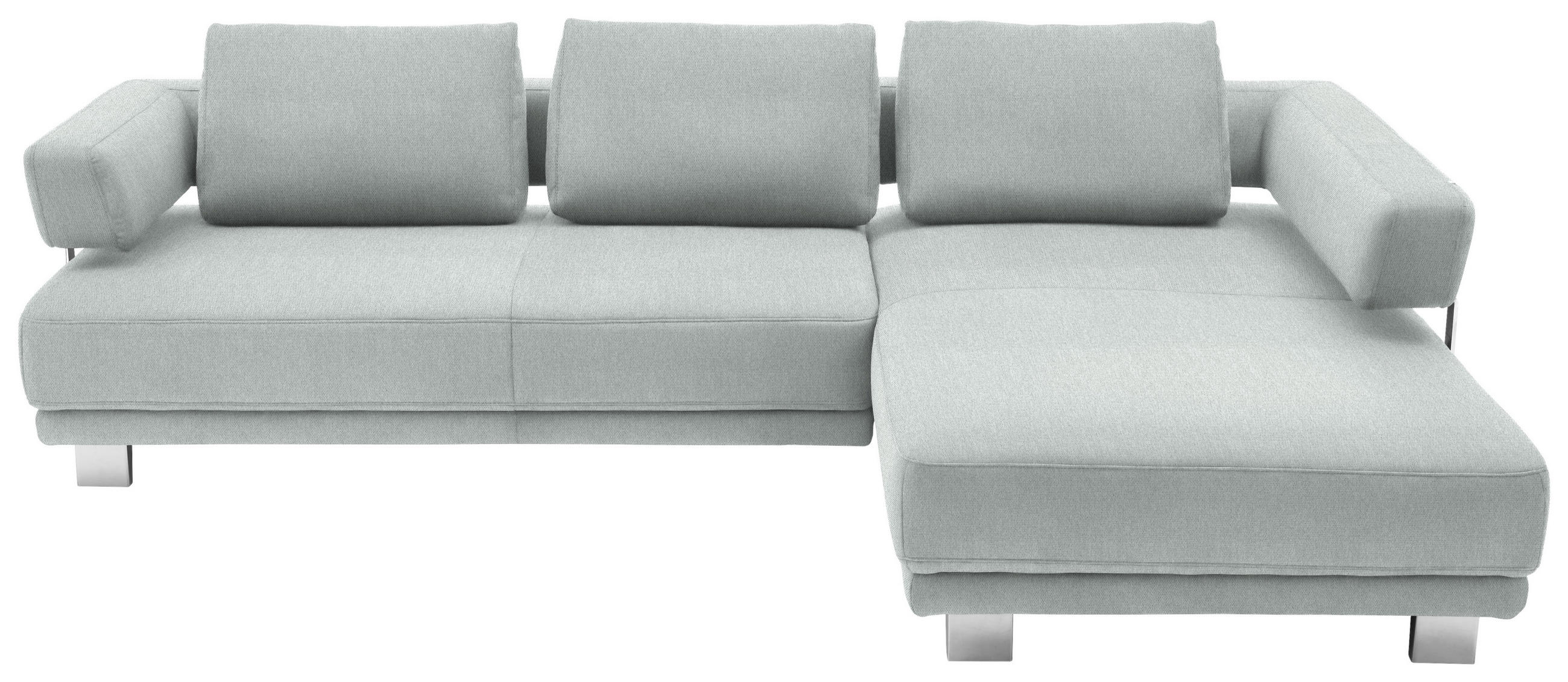ECKSOFA Hellgrau Chenille - Chromfarben/Hellgrau, Natur, Textil/Metall (297/214cm) - Valdera