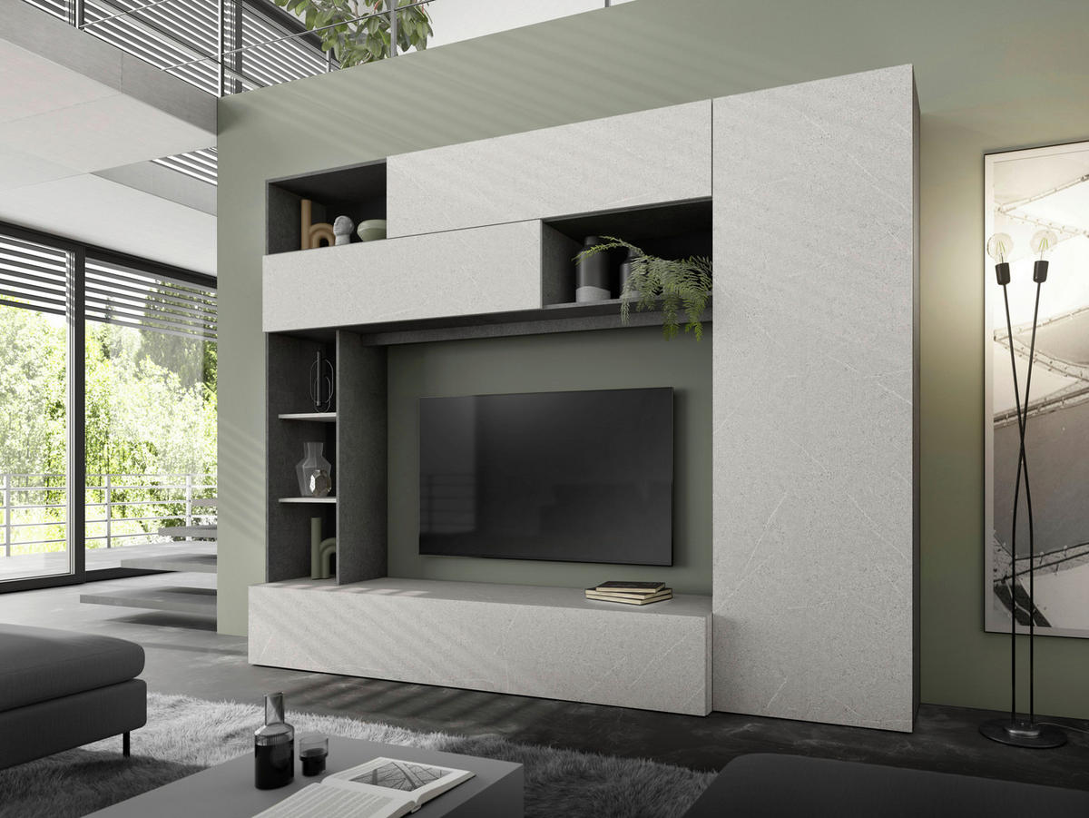 WOHNWAND 5-teilig  in Anthrazit, Greige  272/209/40 cm  - Greige/Anthrazit, MODERN, Holzwerkstoff/Kunststoff (272/209/40cm) - Carryhome