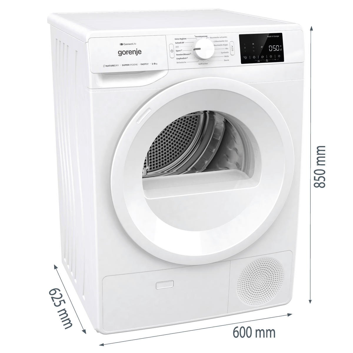 WÄRMEPUMPENTROCKNER DPNE83/GN  - Weiß, LIFESTYLE, Glas/Kunststoff (60/85/62,5cm) - Gorenje