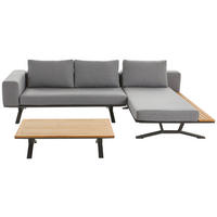 LOUNGEGARNITUR Teakholz massiv Aluminium  - Anthrazit/Naturfarben, Design, Holz/Textil (172/97/25cm) - Amatio