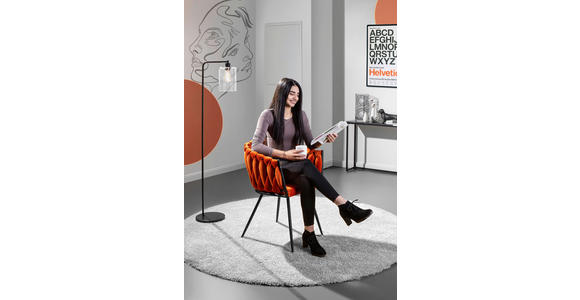 ARMLEHNSTUHL in Aluminium Velours - Schwarz/Orange, LIFESTYLE, Textil/Metall (60/78/55cm) - Landscape