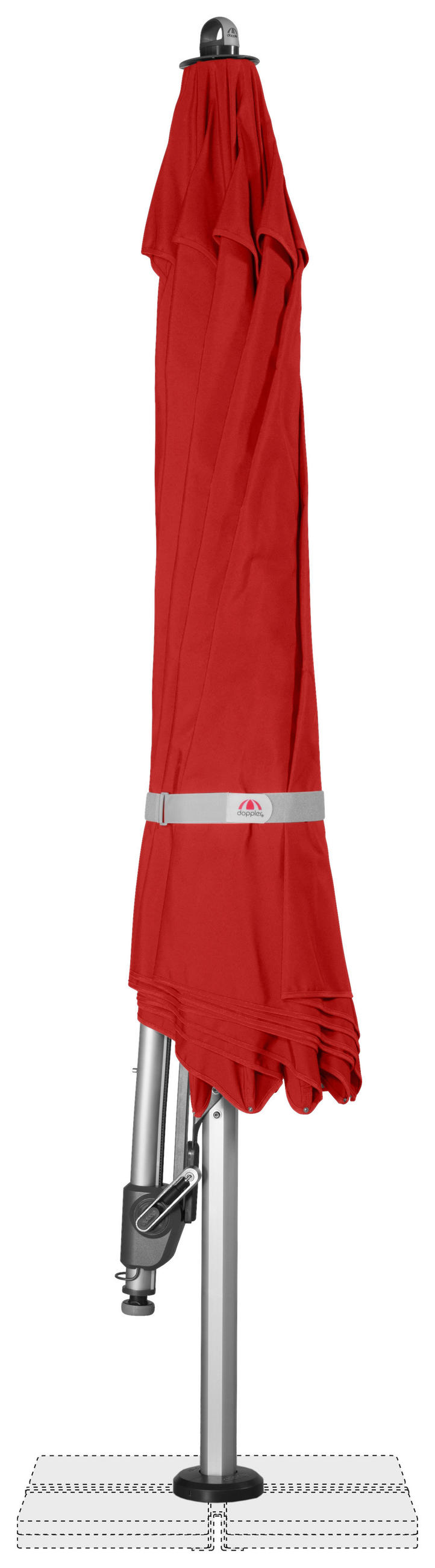 AMPELSCHIRM 350 cm Rot  - Silberfarben/Rot, Basics, Textil/Metall (350/350cm) - Doppler
