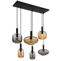 FÜGGŐLÁMPA 100/47/150 cm  - fekete, Design, műanyag/Üveg (100/47/150cm)