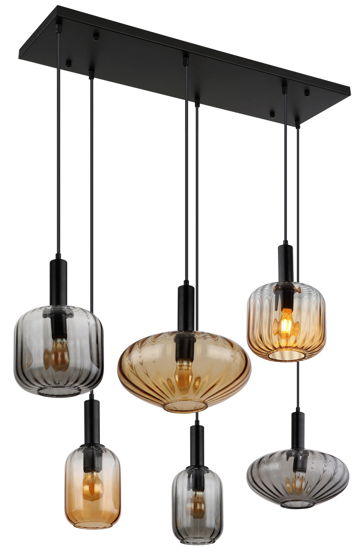 FÜGGŐLÁMPA 100/47/150 cm  - fekete, Design, műanyag/Üveg (100/47/150cm)