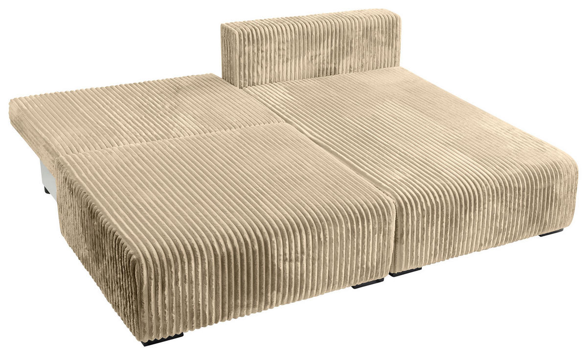 ECKSOFA Beige Cord  - Beige/Schwarz, MODERN, Holz/Textil (210/145cm) - Carryhome