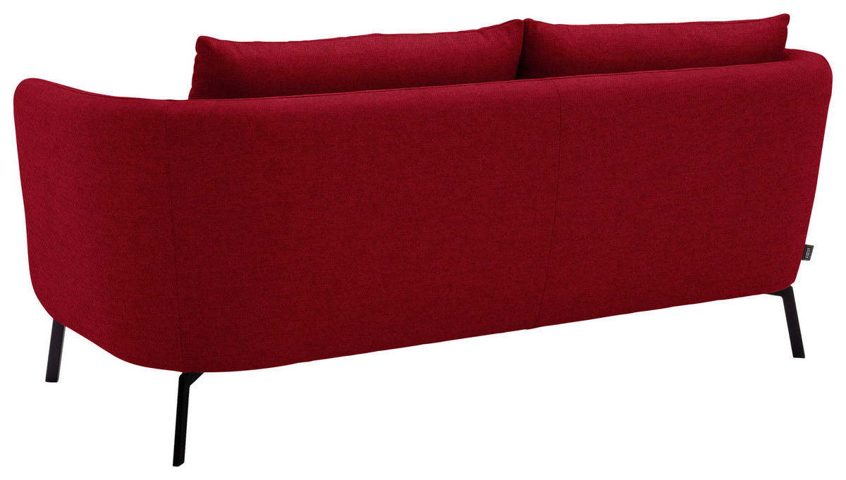 2,5-SITZER  in Flachgewebe Rot  - Rot/Schwarz, Design, Textil/Metall (190/71/91cm) - Schöner Wohnen