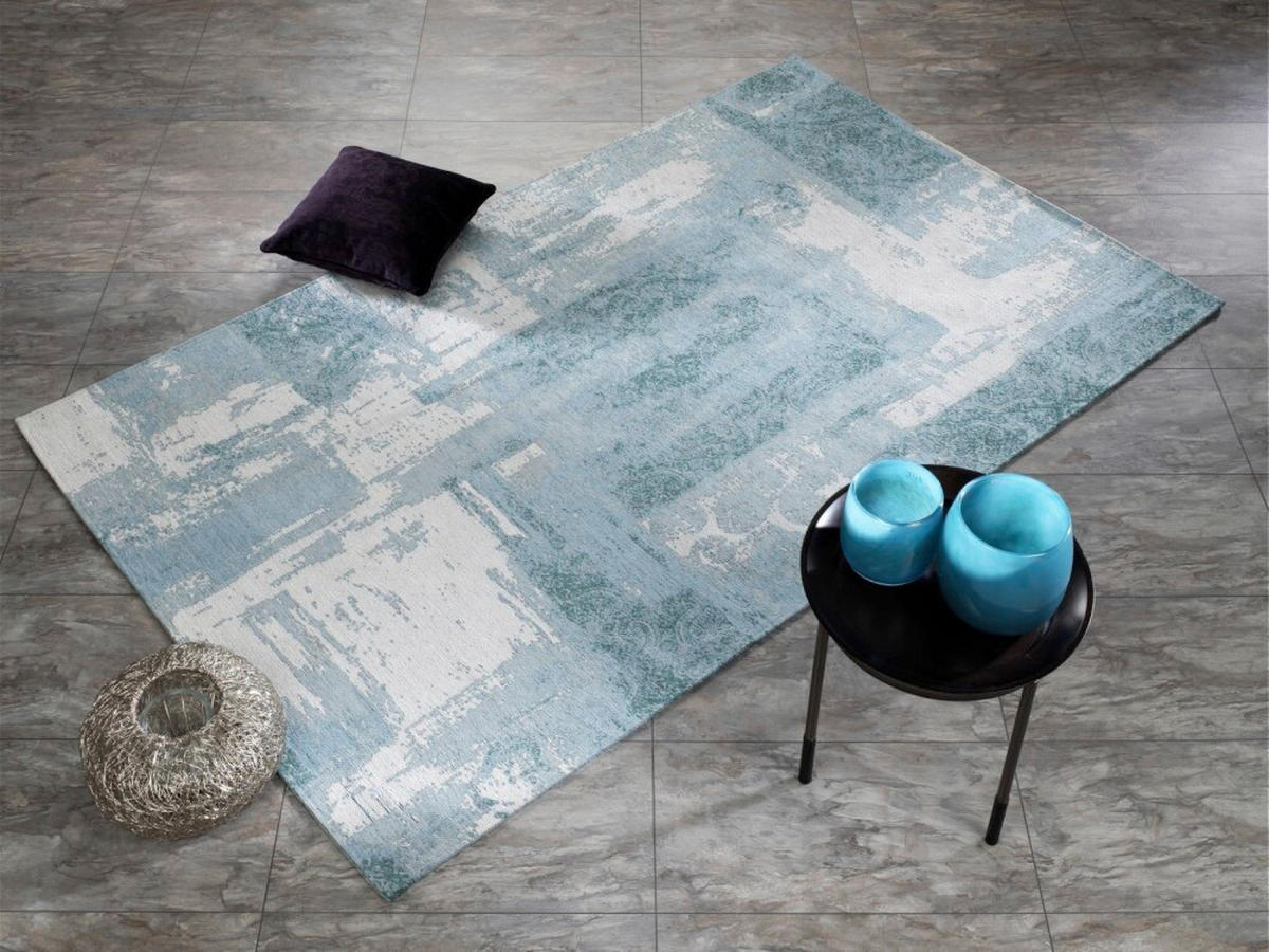 FLACHWEBETEPPICH  Wohnzimmer 90/160 cm Diana Nora Türkis rechteckig  - Türkis, Basics, Textil (90/160cm) - Novel