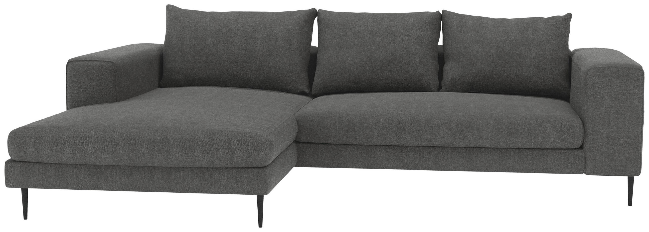 ECKSOFA in Struktur Dunkelgrau - Dunkelgrau/Schwarz, Modern, Textil/Metall (170/275cm) - Trendmanufaktur