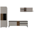 WOHNWAND in Nussbaumfarben, Greige 324/200/45 cm - Greige/Nussbaumfarben, Design, Glas/Holz (324/200/45cm) - Moderano