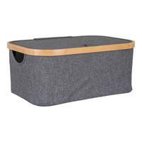 AUFBEWAHRUNGSBOX     - Dunkelgrau/Naturfarben, Basics, Holz/Textil (38/16/26cm)