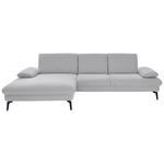 ECKSOFA Dieter Knoll in Chenille, Mikrofaser Hellgrau  157/299 cm  - Hellgrau/Schwarz, Design, Textil/Metall (157/299cm) - Dieter Knoll