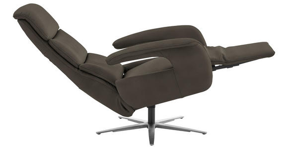 RELAXSESSEL in Leder Graubraun  - Edelstahlfarben/Graubraun, Design, Leder/Metall (76/119/86cm) - Dieter Knoll