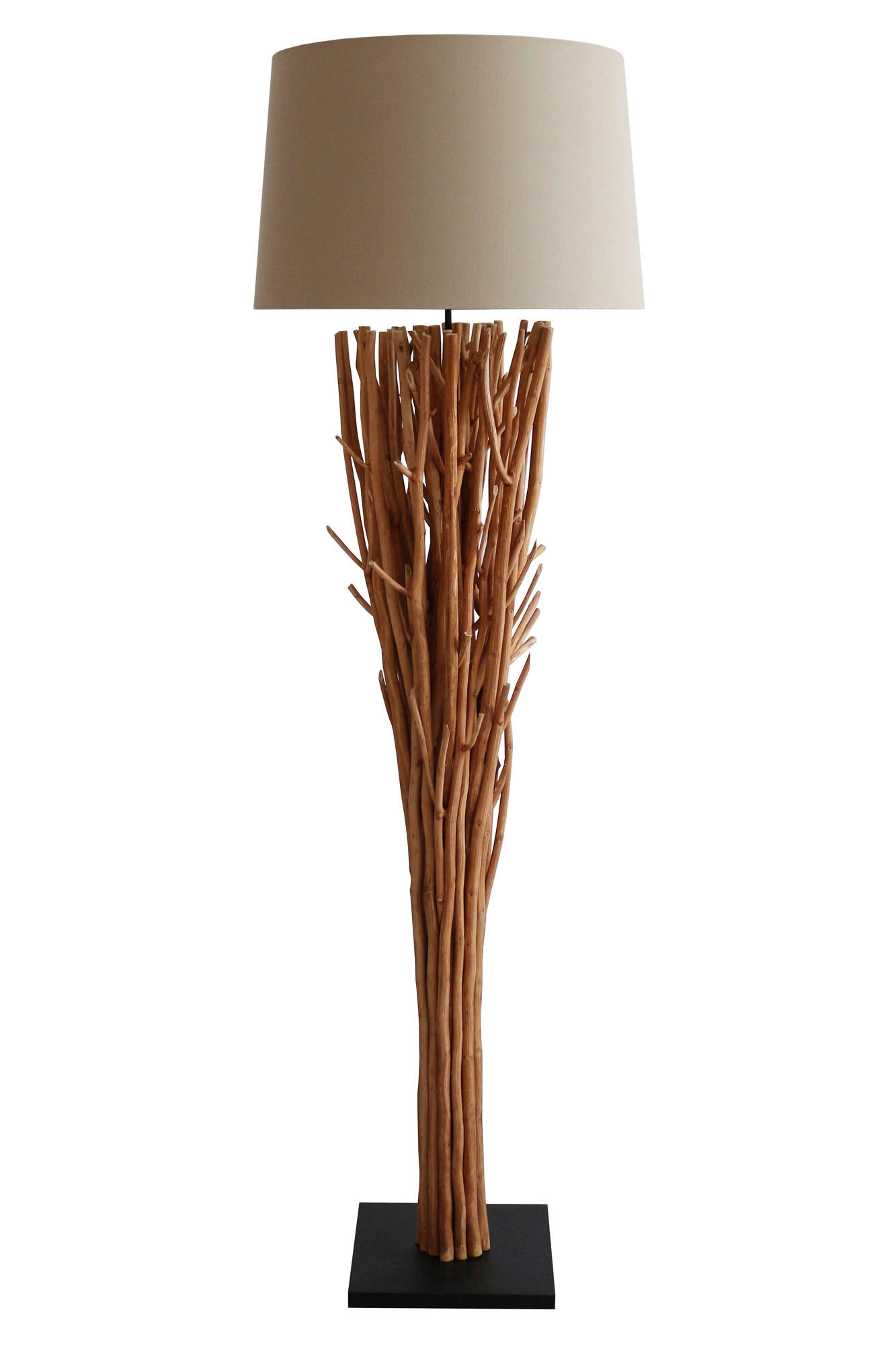 STEHLEUCHTE  30/175/30 cm   - Schwarz/Naturfarben, Design, Holz/Textil (30/175/30cm) - P & B