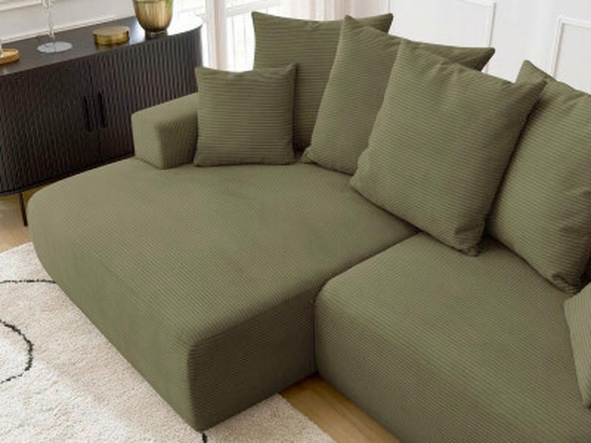 ECKSOFA Ottomane links  ATILLA Hellgrün Cord  - Schwarz/Hellgrün, MODERN, Kunststoff/Textil (149/244cm)