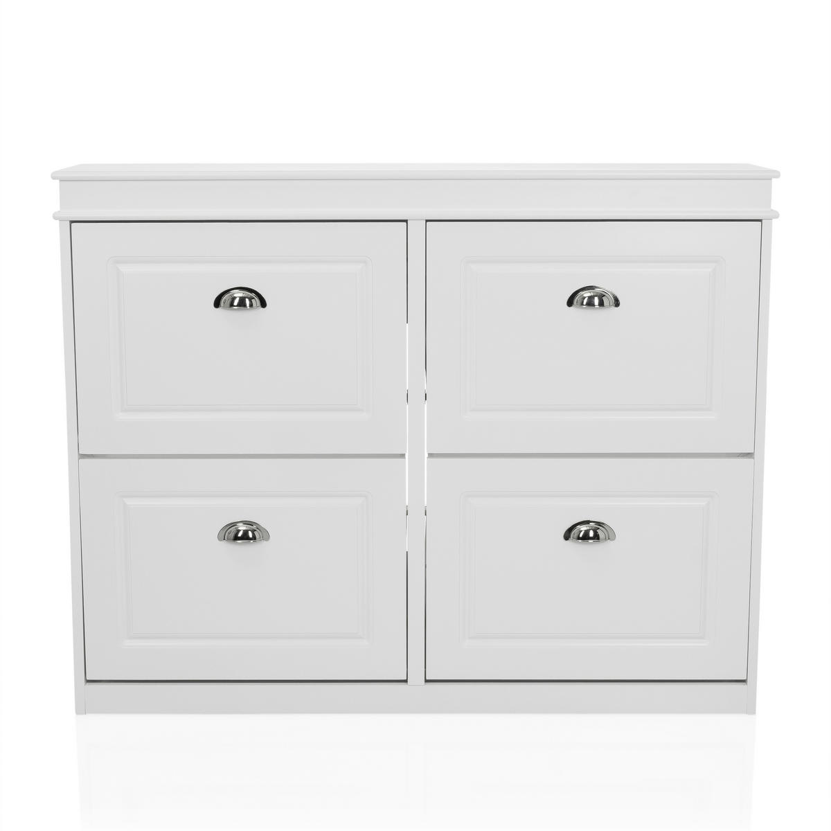 SKOSKÅP  i  - vit/silver, Modern, metall/trämaterial (104/82/24cm) - MID.YOU