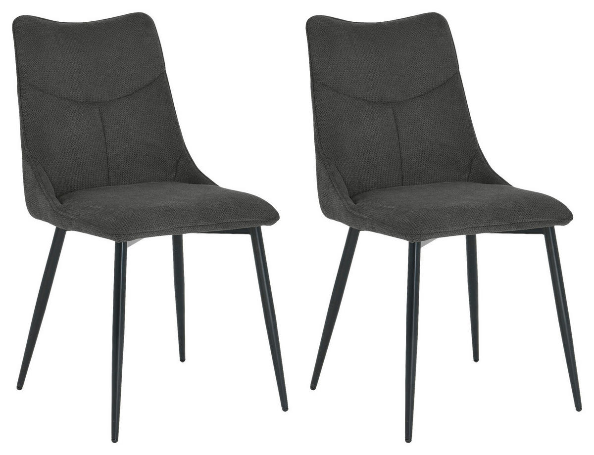 STUHL-SET 2 Stück  in Stahl Webstoff  - Anthrazit/Schwarz, Design, Textil/Metall (59/88/47cm) - MID.YOU