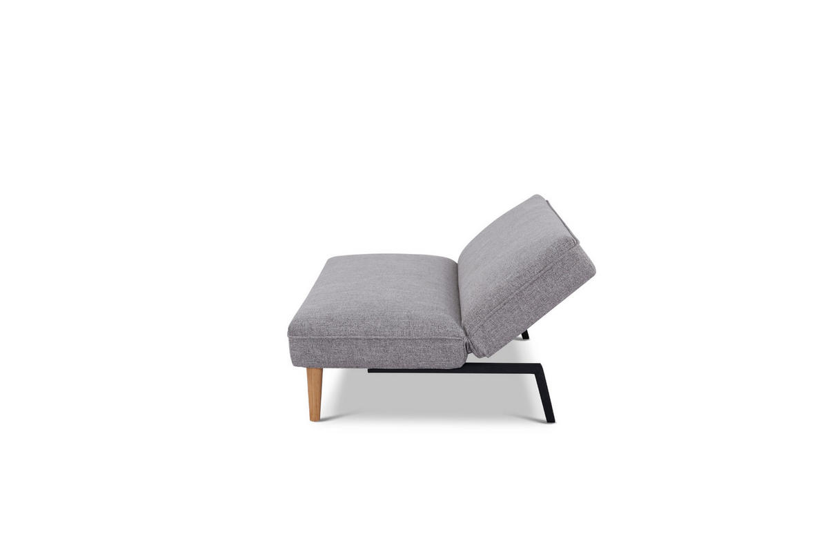 SCHLAFSOFA in Webstoff Hellgrau  - Hellgrau/Schwarz, Design, Holz/Kunststoff (180/77/87cm) - MID.YOU