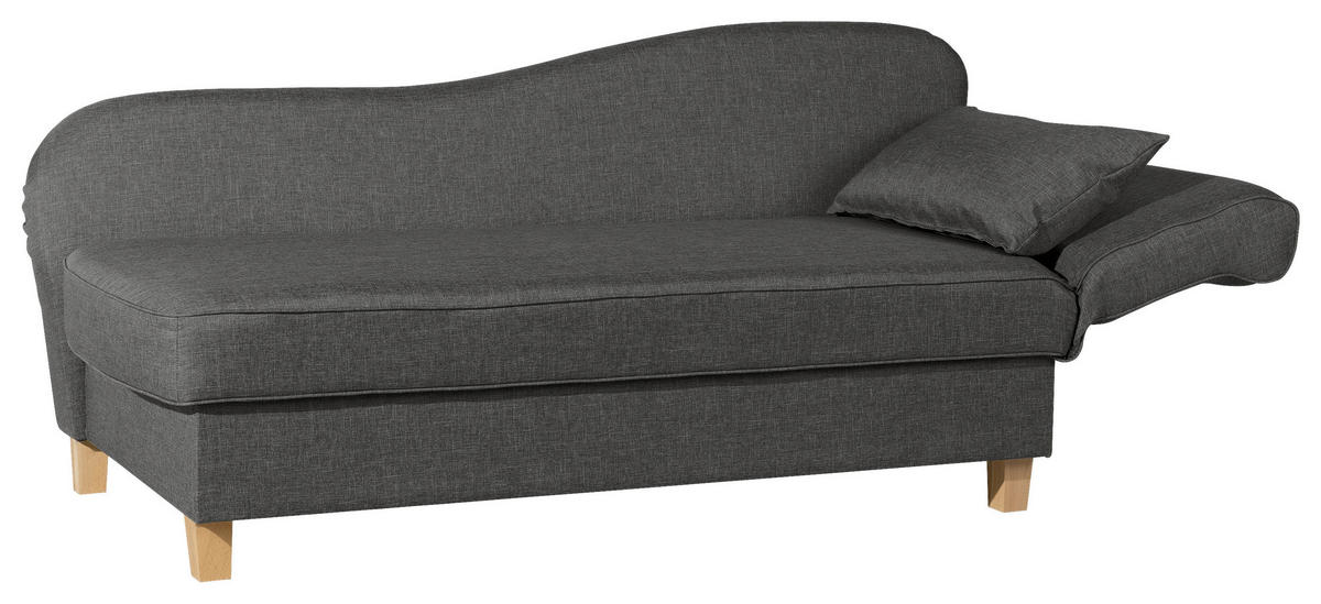 RÉCAMIERE Anthrazit Flachgewebe  - Anthrazit/Buchefarben, Design, Holz/Textil (190/82/88cm) - Max Winzer