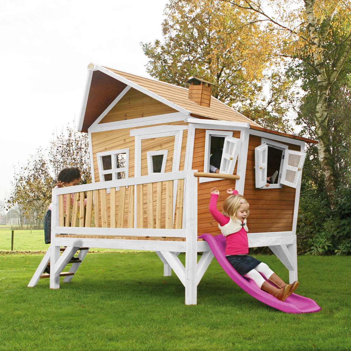 SPIELHAUS 123/12,8/152 cm  - Weiss/Lila, Konventionell, Holz/Kunststoff (123/12,8/152cm)